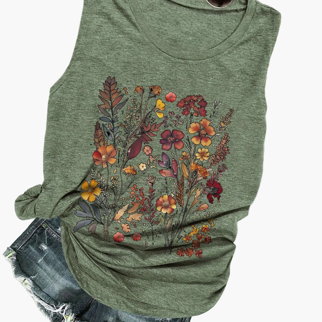 Damen Sommer Top mit Blumenmuster – Lässiges ärmelloses Shirt für Freizeit und Urlaub