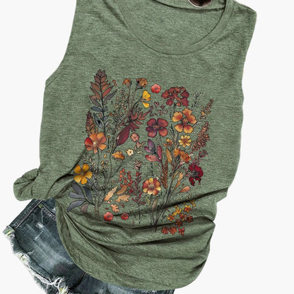 Damen Sommer Top mit Blumenmuster – Lässiges ärmelloses Shirt für Freizeit und Urlaub
