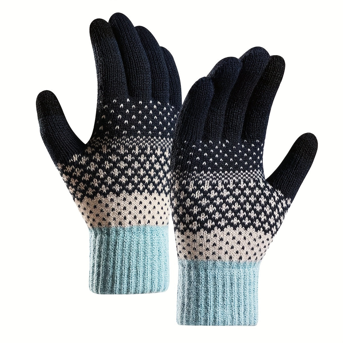 Gestrickte Winterhandschuhe mit Muster Strickhandschuhe für Erwachsene