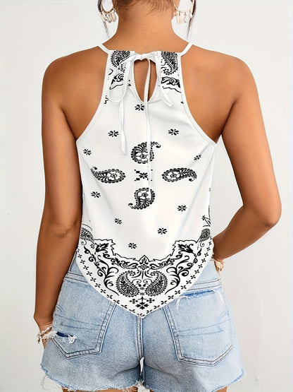 Damen Bandana-Top im Boho-Stil mit Paisley-Muster und Neckholder – Perfekt für Sommer und Festival