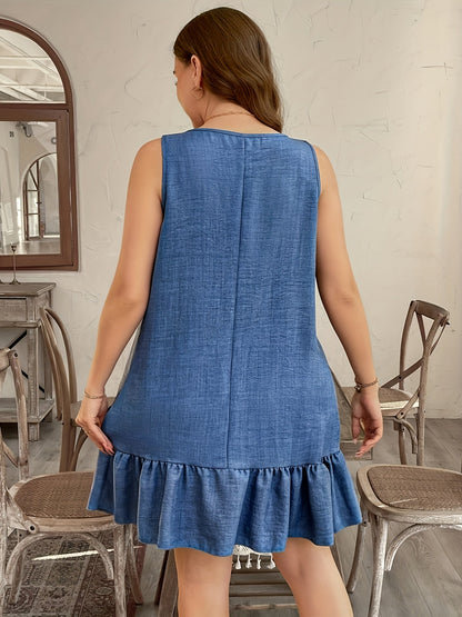 Damen Freizeitkleid mit Blumenverzierung und Rüschen – Eleganter Sommerstyle für Alltag und Ausgehen