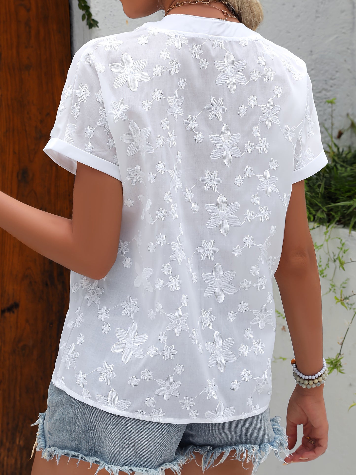 Damen Bluse mit Stickerei, Halbarm, Eleganter Sommer-Look, Freizeit & Alltag
