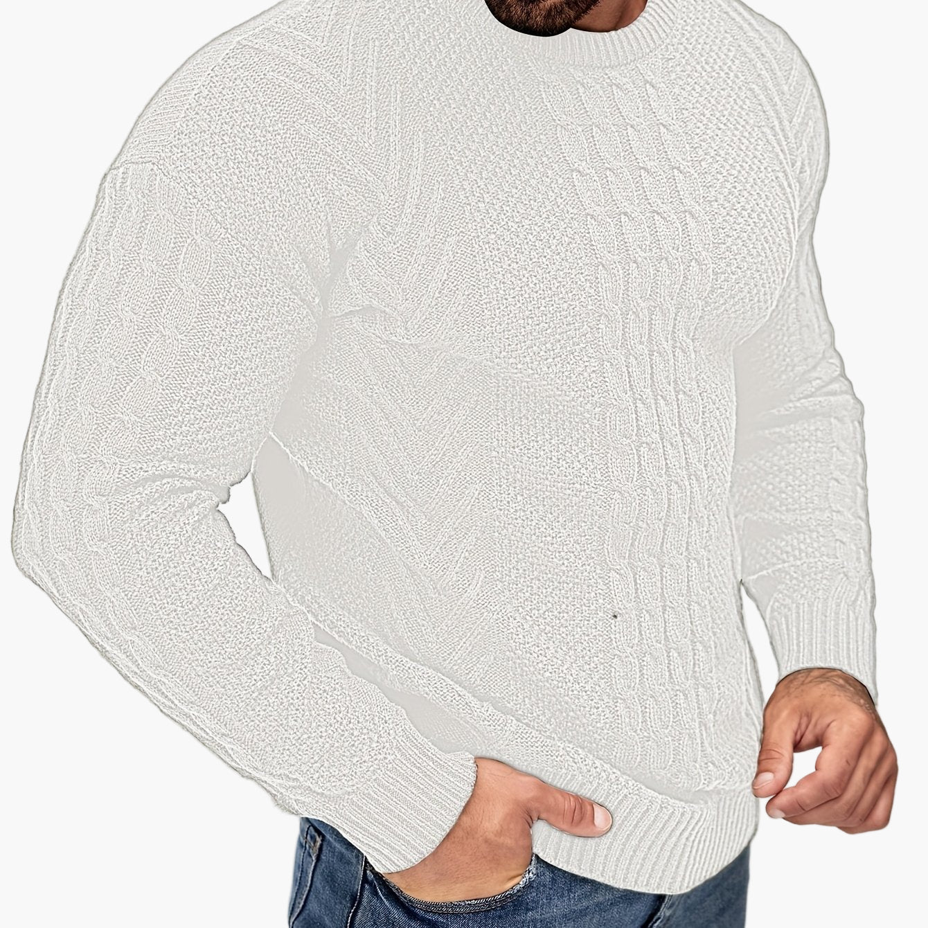 Herren Strickpullover mit Zopfmuster – Modischer Freizeitpulli für Herbst & Winter