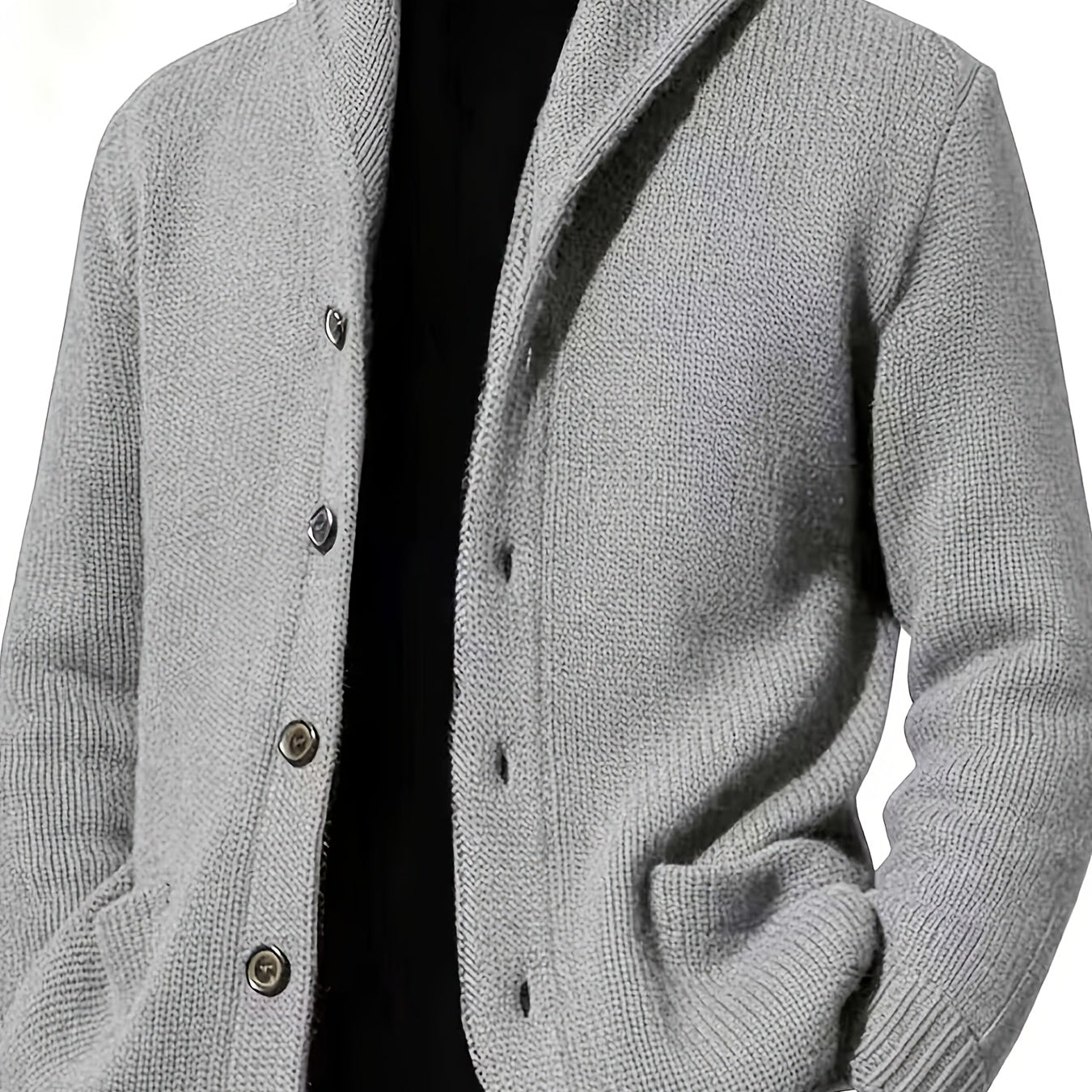 Herren Cardigan mit Schalkragen, Knopfleiste und Taschen, marineblau
