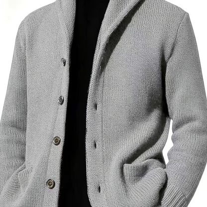 Herren Cardigan mit Schalkragen, Knopfleiste und Taschen, marineblau