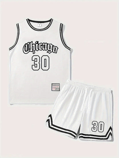 Herren Basketball Trikot Set Chicago 30 – Sportliches Tanktop und Shorts für Training und Freizeit