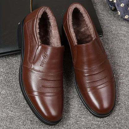 Herren Slipper gefüttert warm Schwarz / Braun