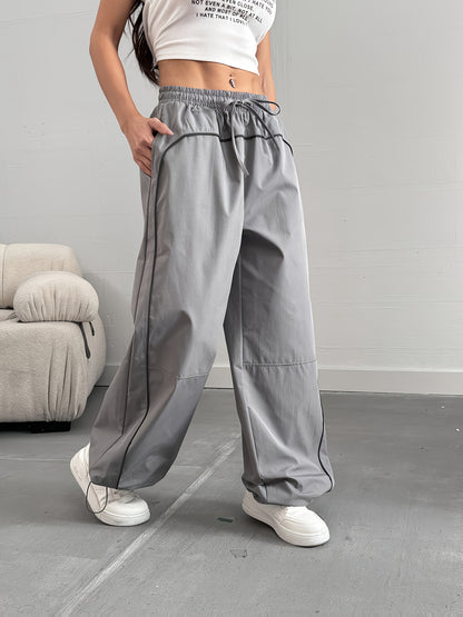 Damen Weite Streetstyle Jogginghose mit Kontrastpaspeln – Urban Relaxed Fit
