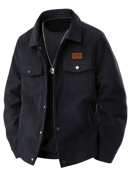 Herren Rippstrick Jacke mit Kentkragen und Brusttaschen
