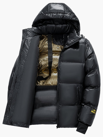 Herren Daunen-Steppjacke mit Kapuze für Outdoor & Alltag – Warm, Modern, Funktional