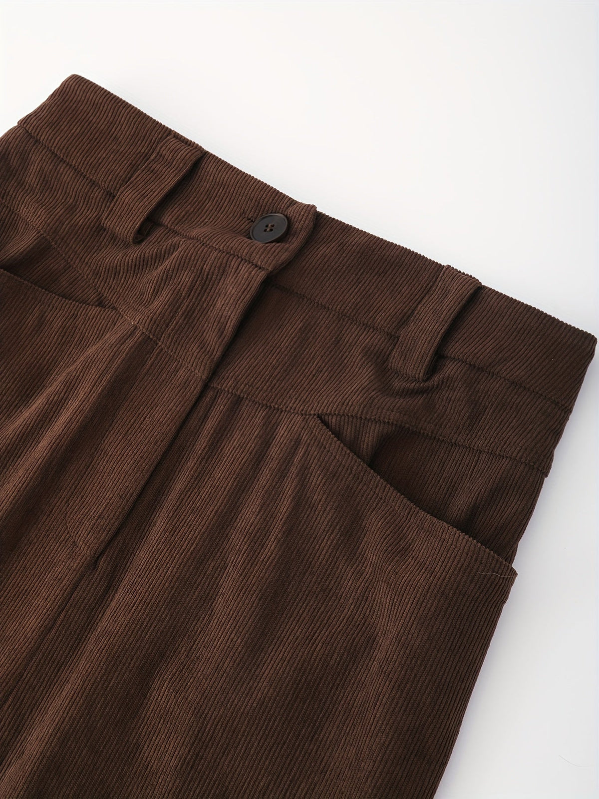 Damen Maxirock Cordoptik Dunkelbraun mit Schlitz