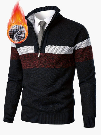 Herren Strickpullover mit Stehkragen und Reißverschluss – Eleganter Freizeit Look für Herbst & Winter