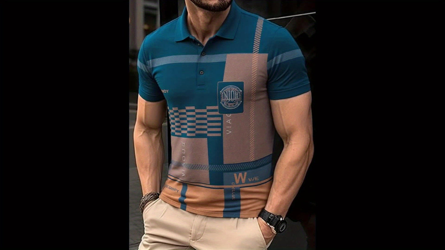 Herren Polohemd Modern Grafikmuster Kurzarm – Stilvolles Freizeitshirt mit Kragen