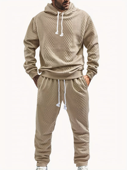 Herren Kapuzenpullover & Jogginghose Set Strukturiert Langarm Freizeitanzug Mehrfarbig