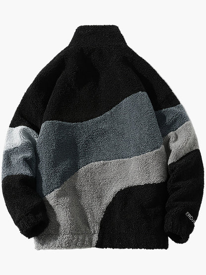 Herren Fleecejacke im Preppy Stil – Weicher Colorblock Softshell für Freizeit & Alltag