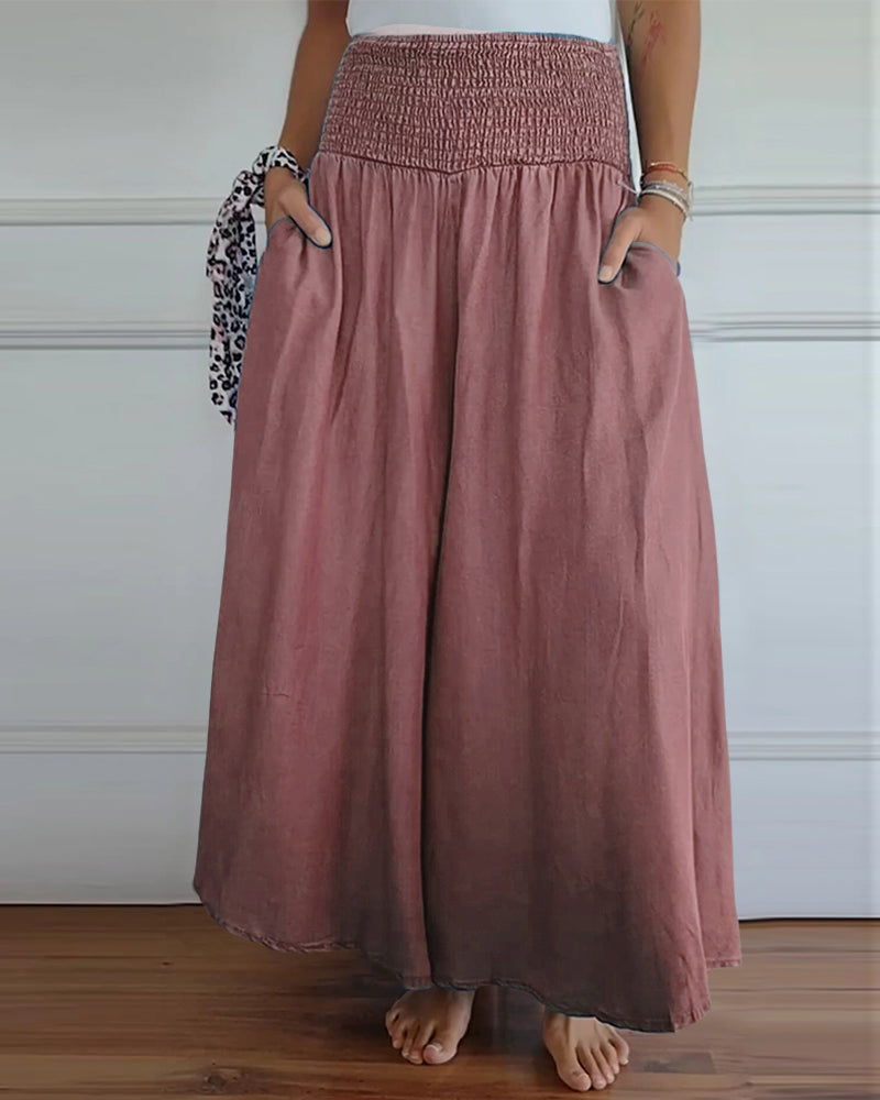 Damen Weite-Hose mit hohem Bund – Lässige elegante Freizeithose, bequemer Alltagsstil
