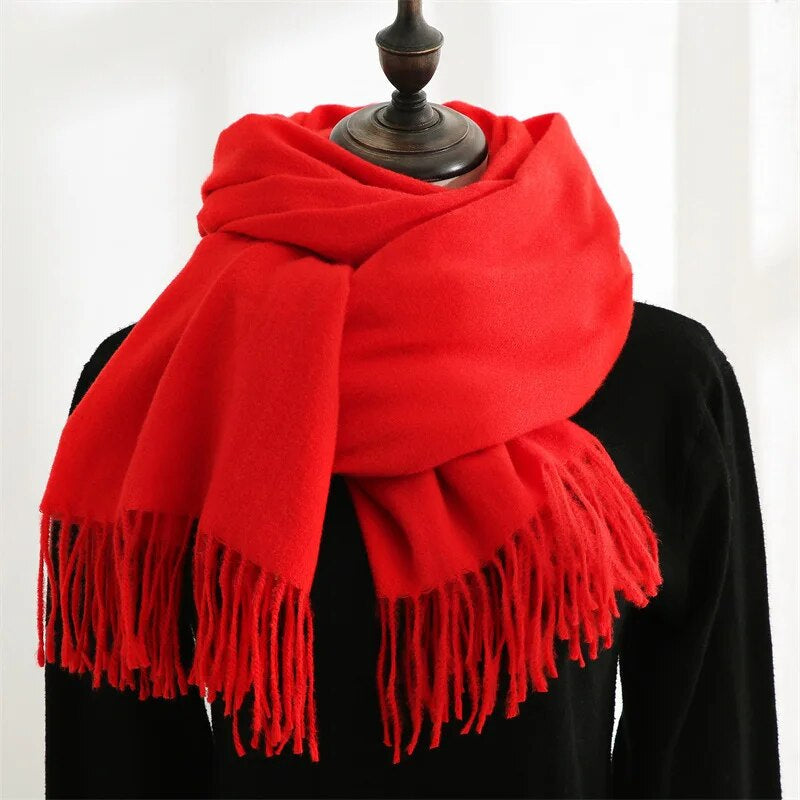Unisex Winter Schal mit Fransen weichem Material