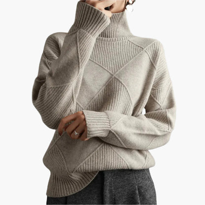 Damen Strickpullover mit Rautenmuster – Modischer Oversize-Pullover für Alltag und Büro
