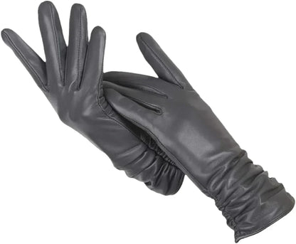 Damen Handschuhe aus weichem Material mit gerafftem Bund – Auswahl an Farben