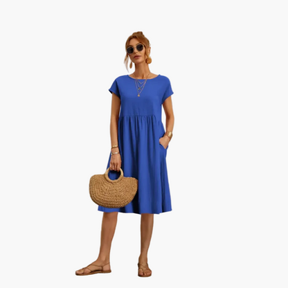 Damen Sommerkleid mit kurzen Ärmeln – Elegantes Freizeitkleid für Alltag & Urlaub