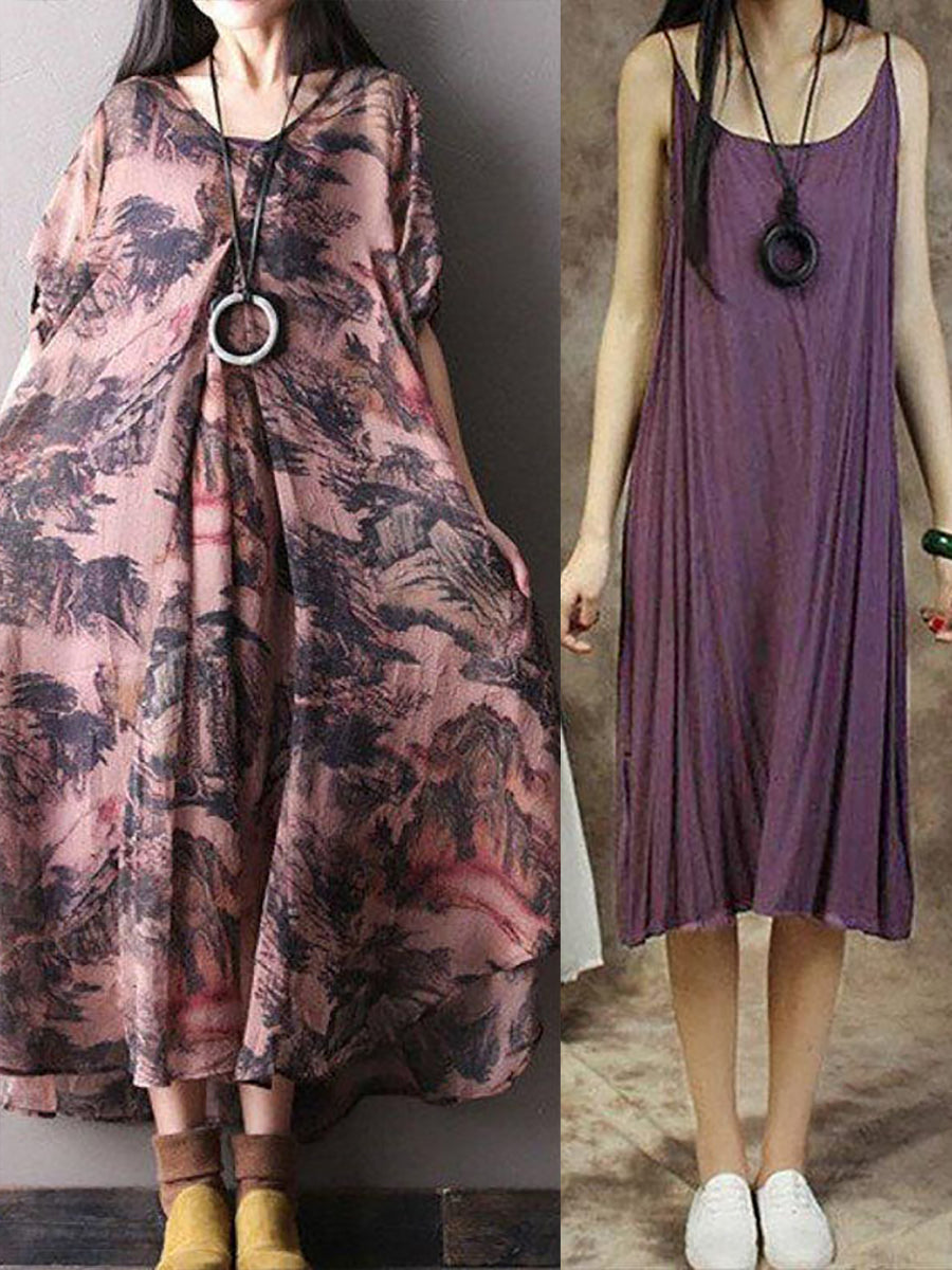 Damen Sommer Freizeitkleid – Lockeres ärmelloses Midikleid im minimalistischen Stil