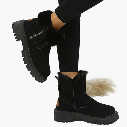 Damen Winter-Stiefeletten mit warmem Fellfutter und Reißverschluss – Modische Komfort-Boots für Alltag und Freizeit