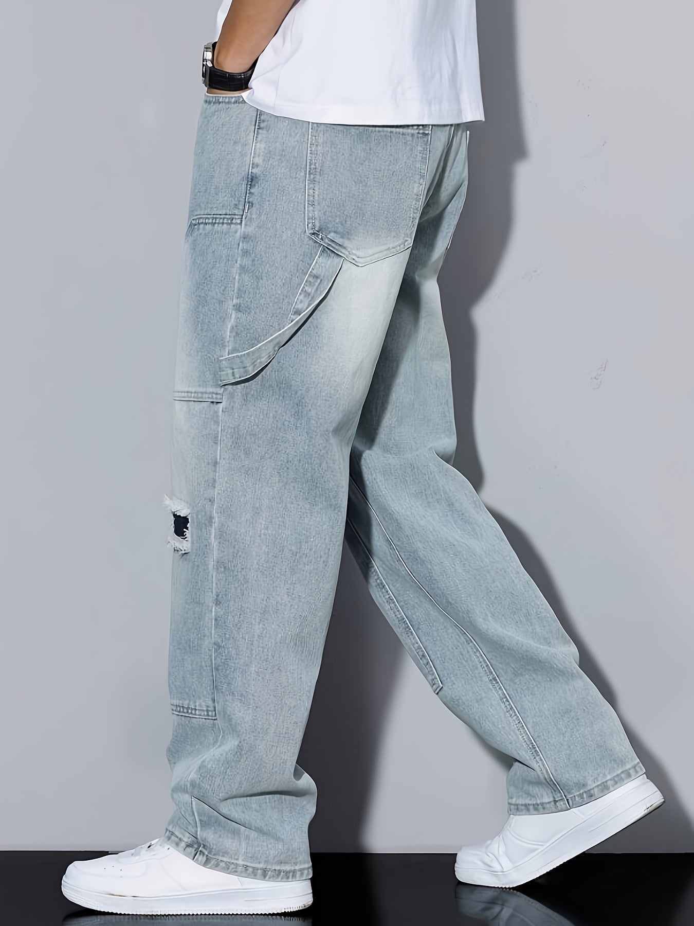 Herren Cargo Jeans im Loose Fit Streetstyle – Modische Distressed Denim Hose für Alltag & Freizeit