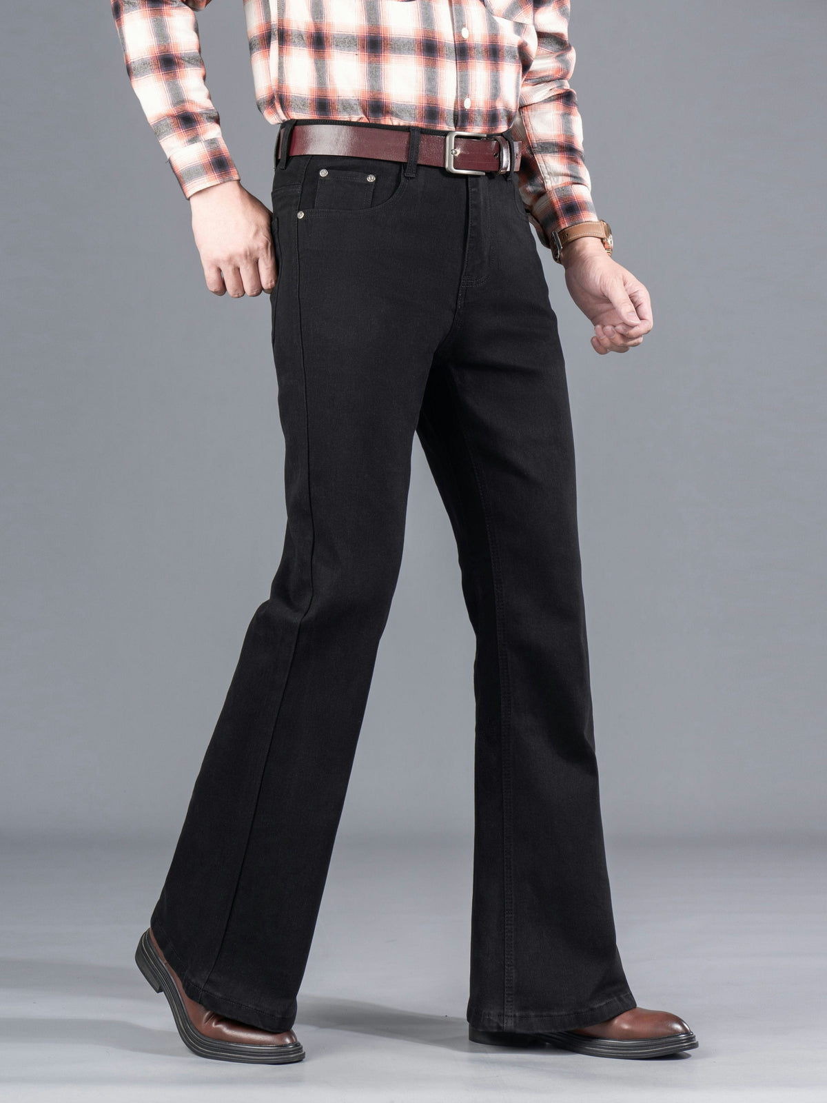 Herren Schlaghose Schwarz Bootcut Hose