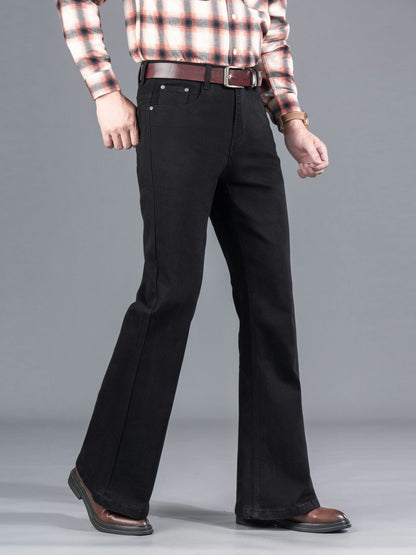 Herren Schlaghose Schwarz Bootcut Hose