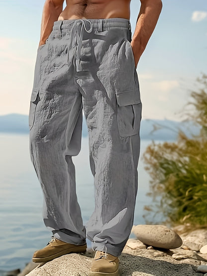 Herren Cargo-Loungehose mit weitem Bein und Kordelzug – Freizeit- und Strandstil
