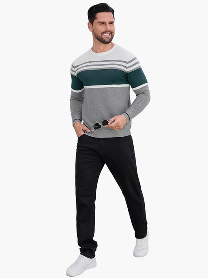 Herren Pullover mit Streifenmuster – Moderner Casual Strickpullover für Alltag und Freizeit
