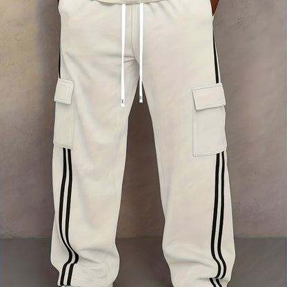 Herren Cargo Jogginghose mit Streifen und Taschen – Streetwear Stil, Relaxed Fit