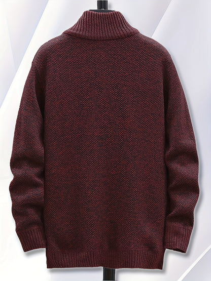 Herren Strickjacke mit Reißverschluss Stehkragen und Taschen meliert