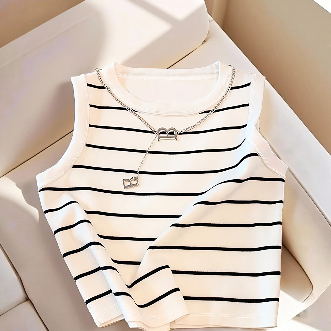 Damen Streifen Tanktop – Ärmelloses, Elegantes Preppy-Top für Alltag & Freizeit