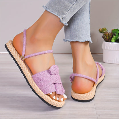 Damen Sommer Sandalen mit Schleife und Knöchelriemen – Bequeme Freizeitschuhe für Alltag und Urlaub