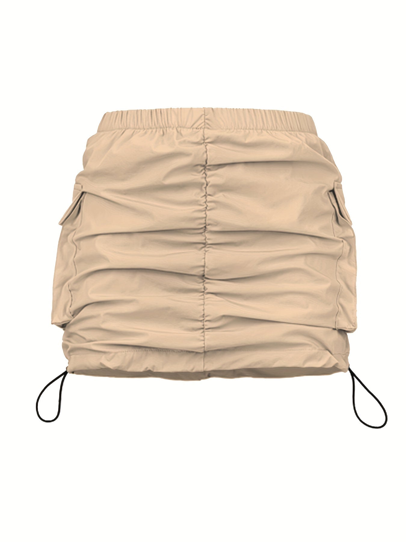 Damen Utility Minirock mit Raffung und Kordelzug – Streetstyle Cargo Skirt