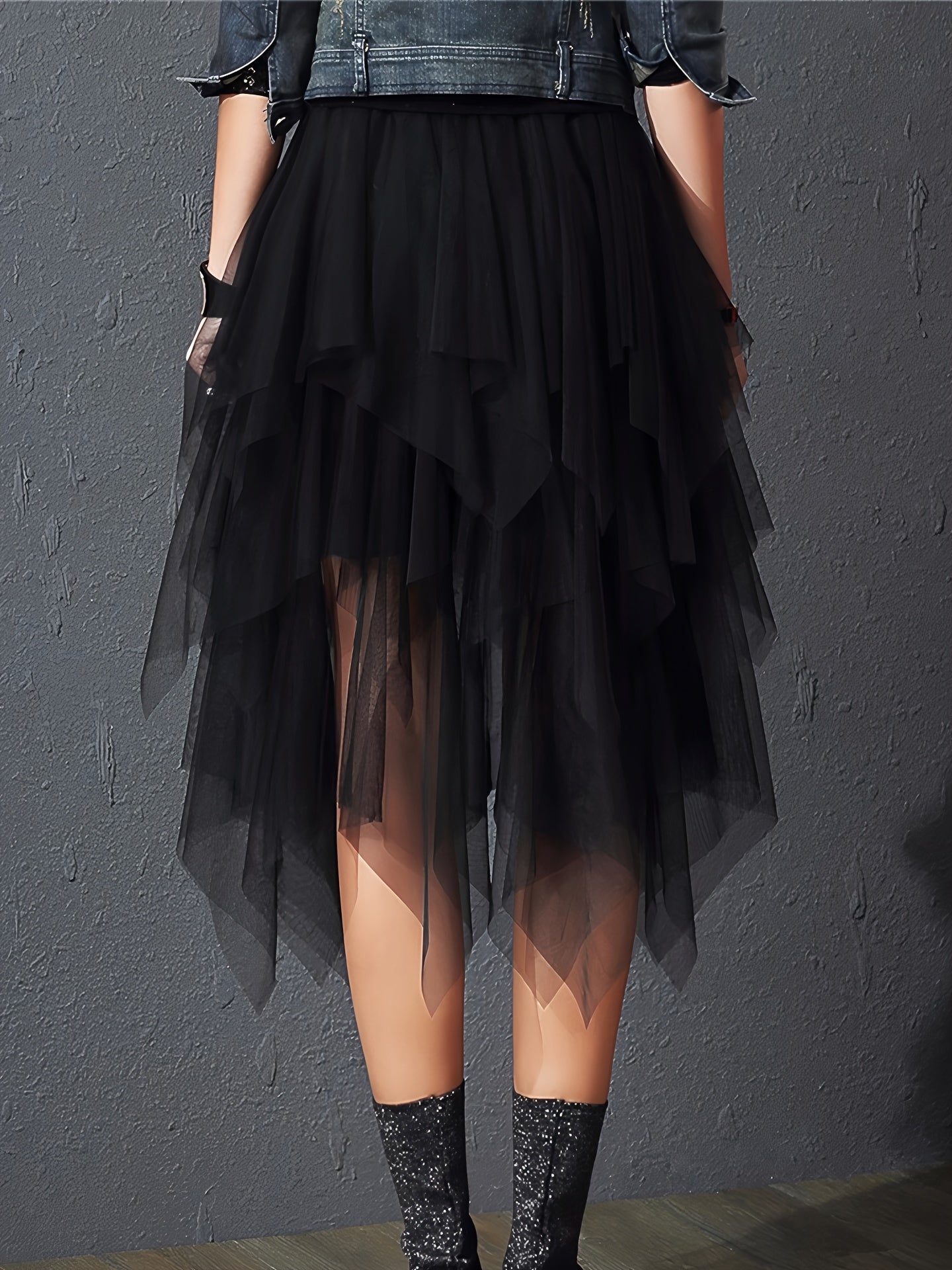 Damen Asymmetrischer Tüllrock im Lagenlook – Eleganter Fashion-Style für besondere Anlässe