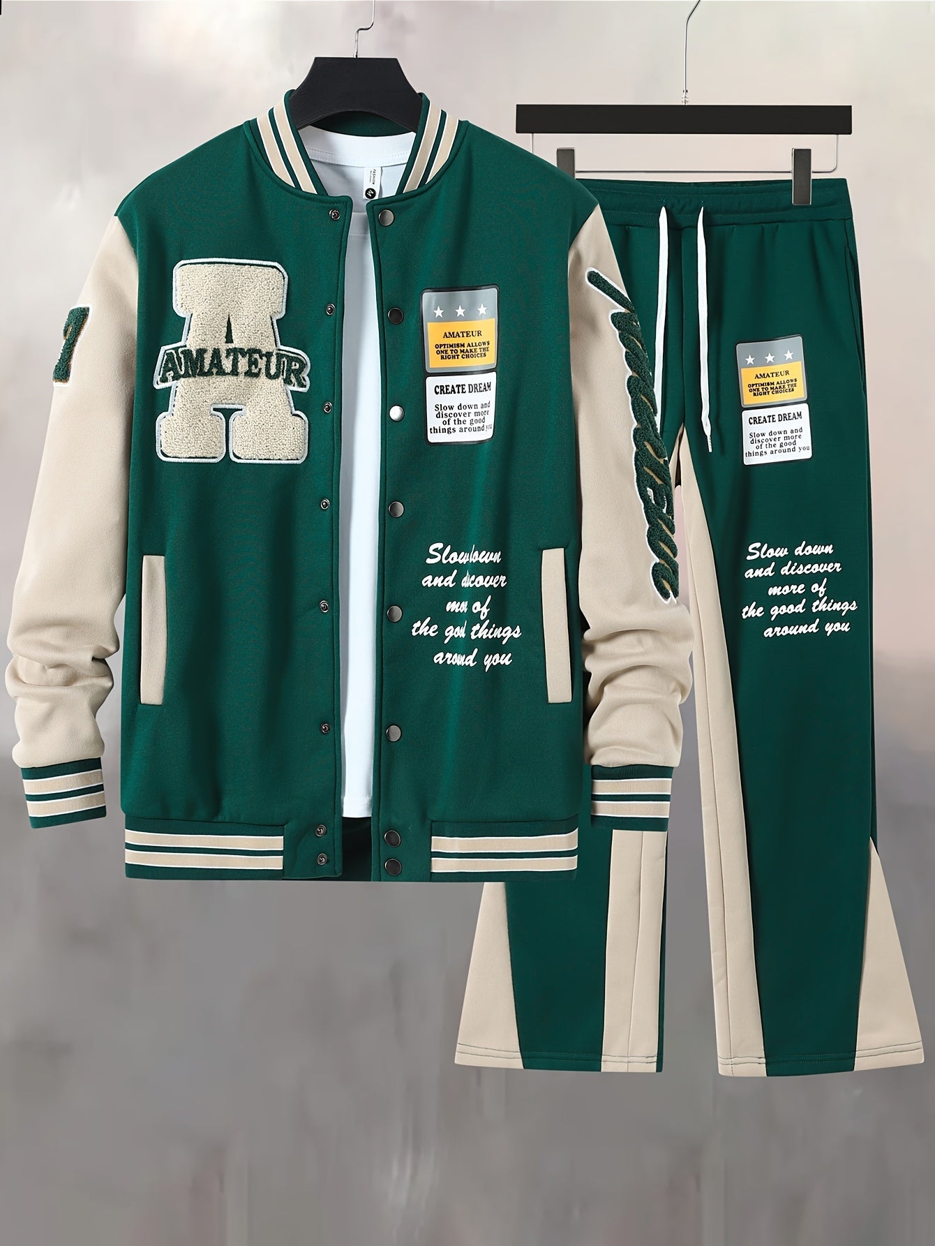 Herren Varsity Freizeit Trainingsanzug Set – College Stil Jacke & Jogginghose für Streetwear & Sport