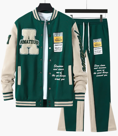 Herren Varsity Freizeit Trainingsanzug Set – College Stil Jacke & Jogginghose für Streetwear & Sport