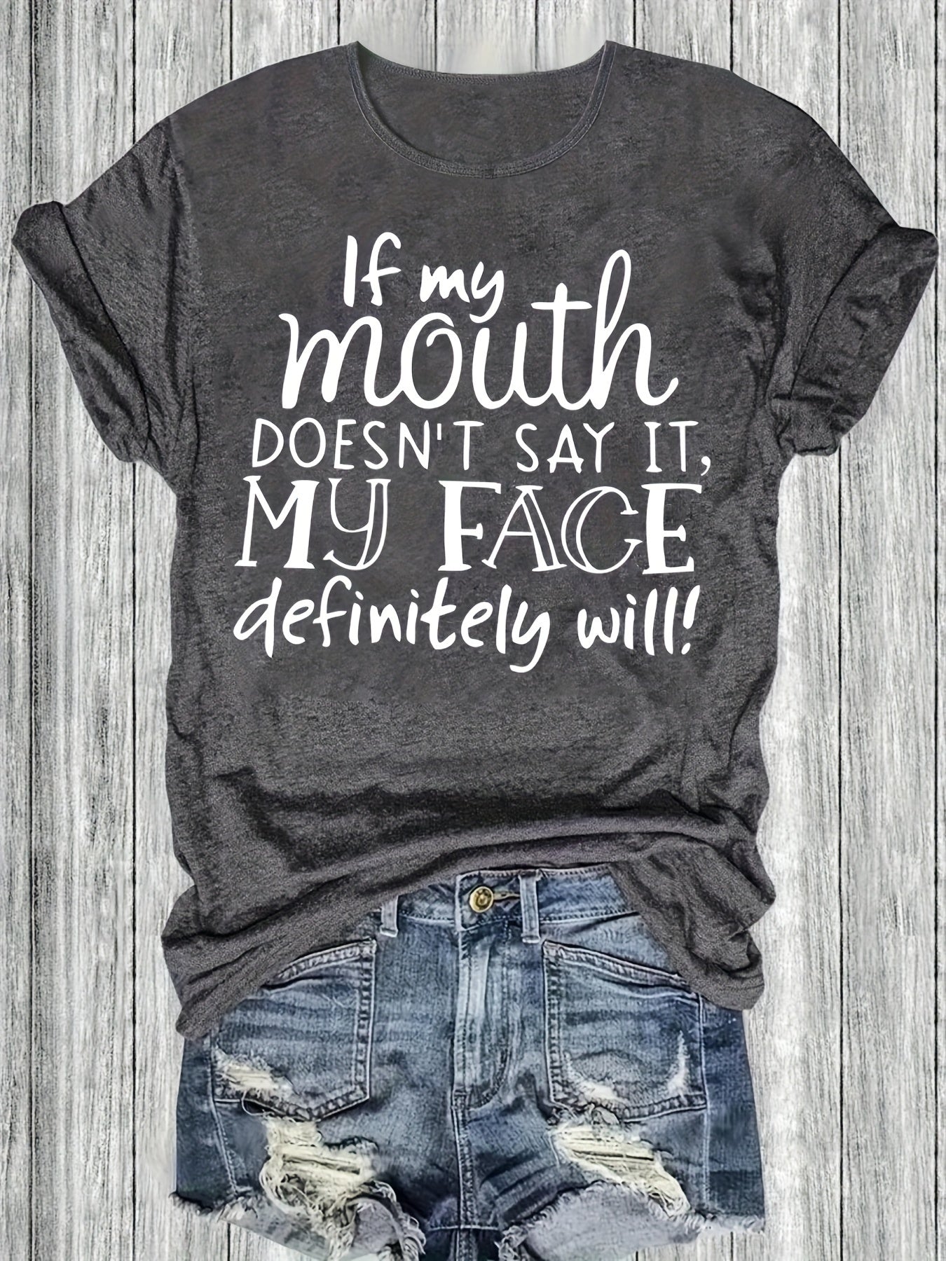 Damen Lustiges Statement T-Shirt mit Aufdruck – Lockeres Sommer Shirt für Alltag & Freizeit