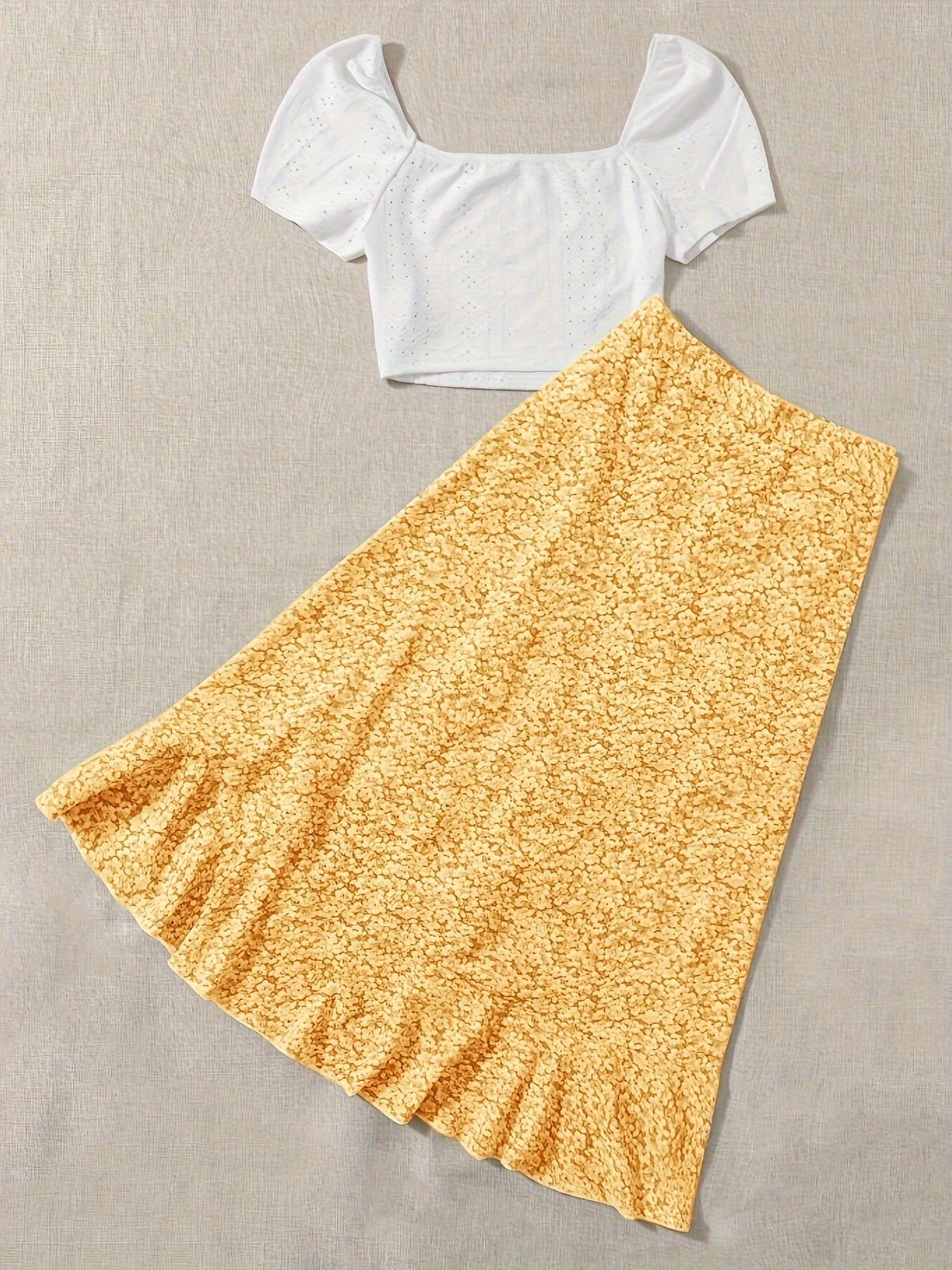 Damen Zweiteiler Set – Romantisches Sommer-Outfit mit Bluse und Wickelrock, ideal für Freizeit und Urlaub