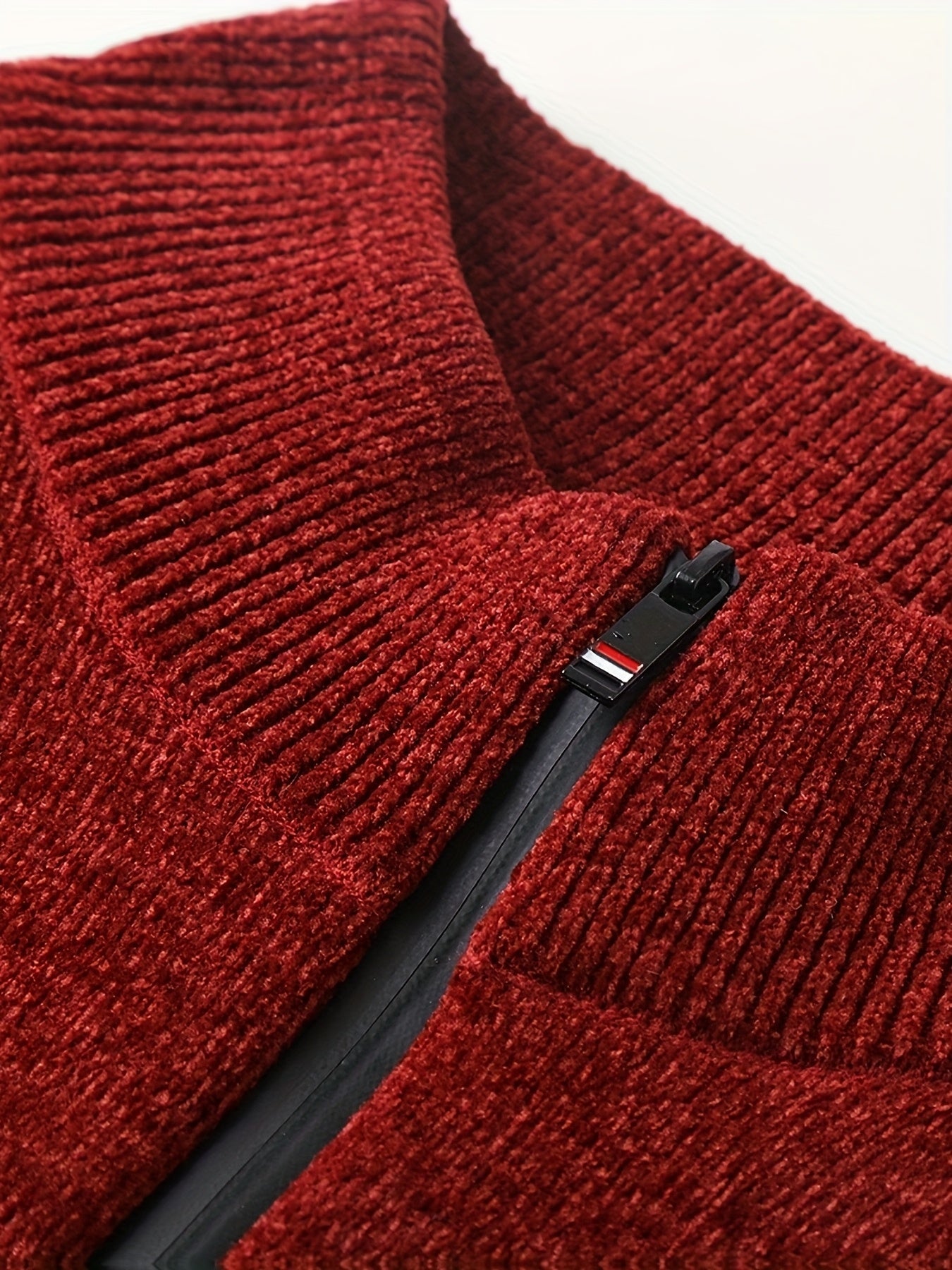 Herren Pullover Halb-Reißverschluss Stehkragen gestreift Fleece-Futter