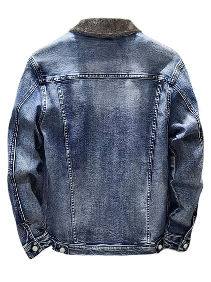 Jeansjacke Herren gefüttert Hellblau Teddyfell Kragen