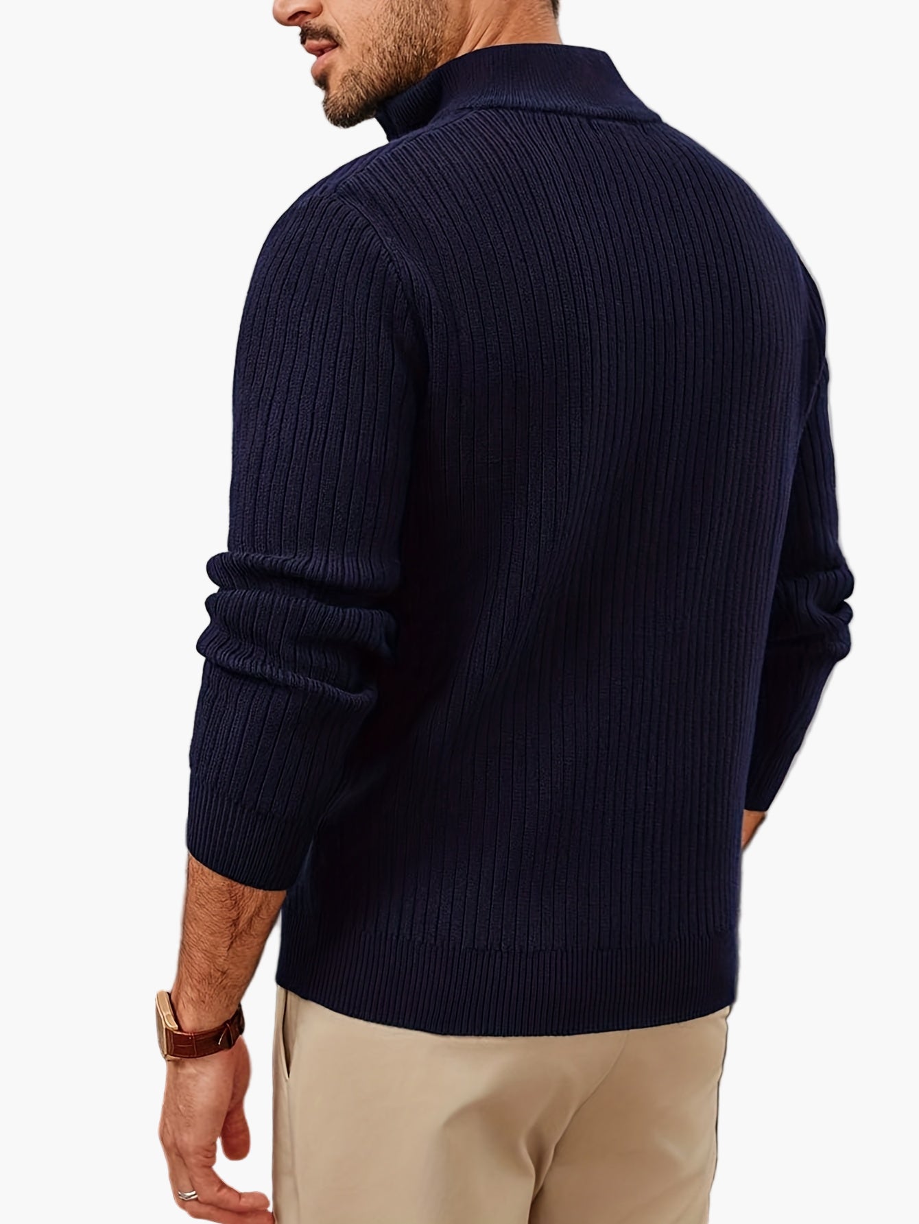 Herren Strickpullover mit halbem Reißverschluss – Lässiger Stil für Herbst und Winter