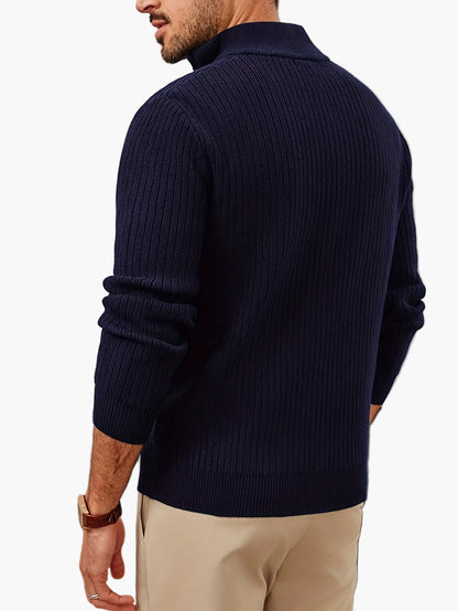 Herren Strickpullover mit halbem Reißverschluss – Lässiger Stil für Herbst und Winter