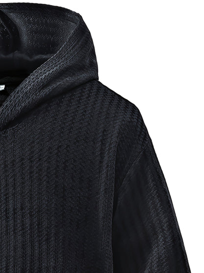Hoodie mit Kapuze und Kängurutasche – Gerippter Strukturstoff