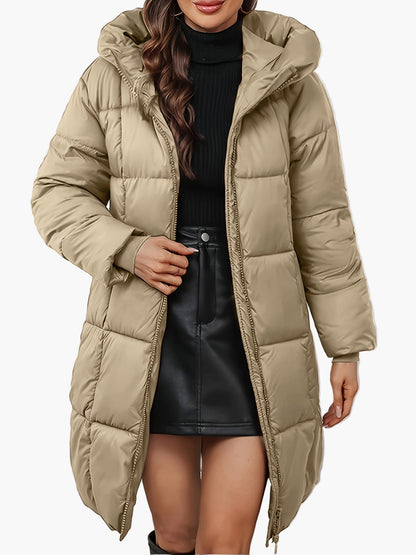 Damen Winter Steppmantel mit Kapuze – Eleganter, Wärmender Mantel für Alltag & Freizeit