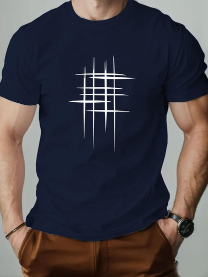 Herren T-Shirt mit modernem abstraktem Linien-Print – Casual Style für Alltag & Freizeit