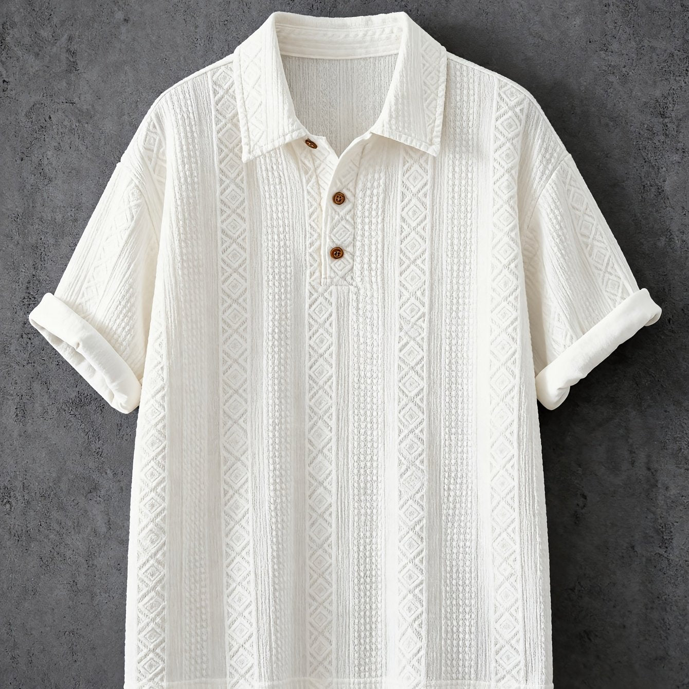 Herren Poloshirt mit geometrischer Stickerei und Struktur – Stilvolles Freizeitshirt für Alltag und besondere Anlässe