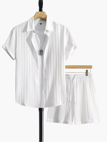 Herren Sommer Freizeit Set – Kurzarm Hemd & Shorts – Stilvolles, Lockeres Outfit für Alltag & Urlaub